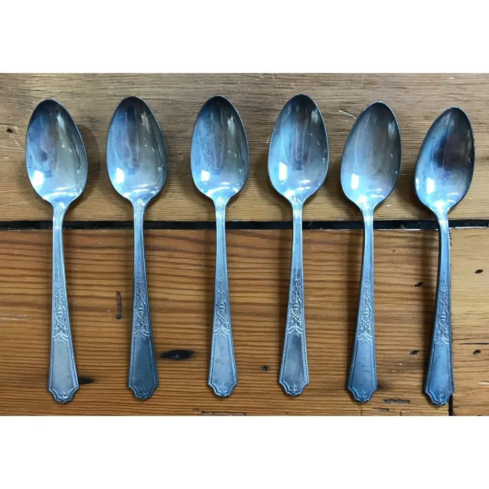 Set Lot 6 Vintage Victorian Antique 1847 Rogers Bros Silverplate Spoons 6